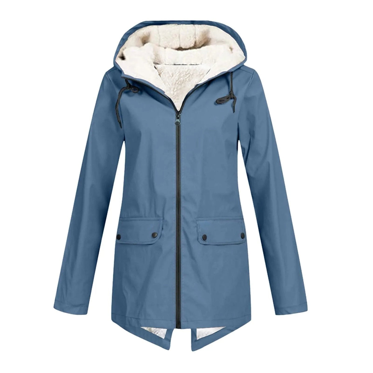 Damen Wintermantel mit abnehmbarer Kapuze – Blau – Noravolo