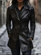 Damen Ledermantel Slim Fit – Produktfoto – Noravolo