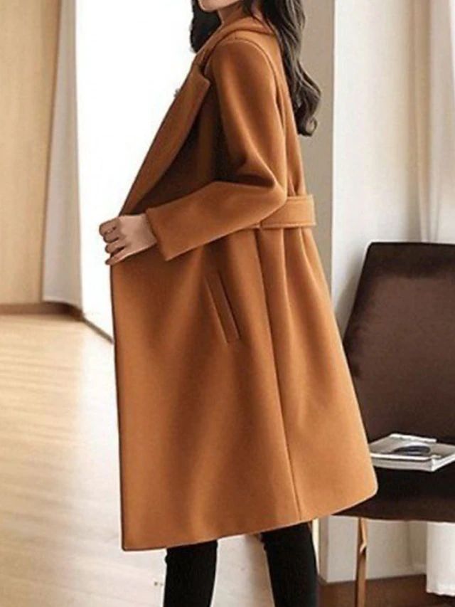 Damen Langer Mantel lockerer Schnitt – Produktfoto – Noravolo