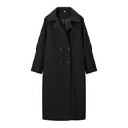 Damen Langer Wintermantel – Schwarz – Noravolo