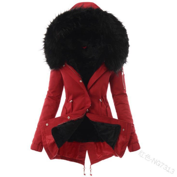Damen Winterjacke mit Kapuze – Rot – Noravolo