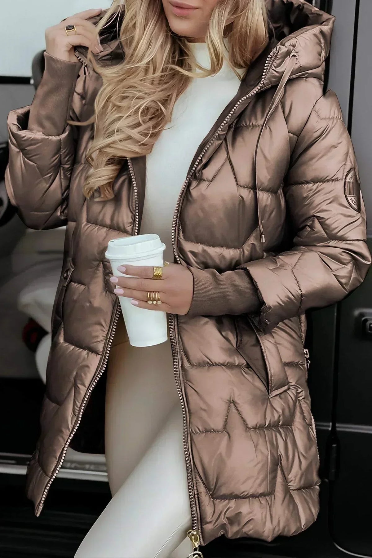 Damen Steppjacke – Kaffeebraun – Noravolo