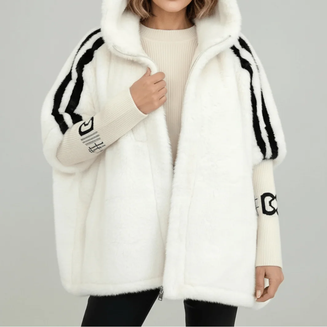 Damen Winterjacke mit Kapuze – Weiß – Noravolo