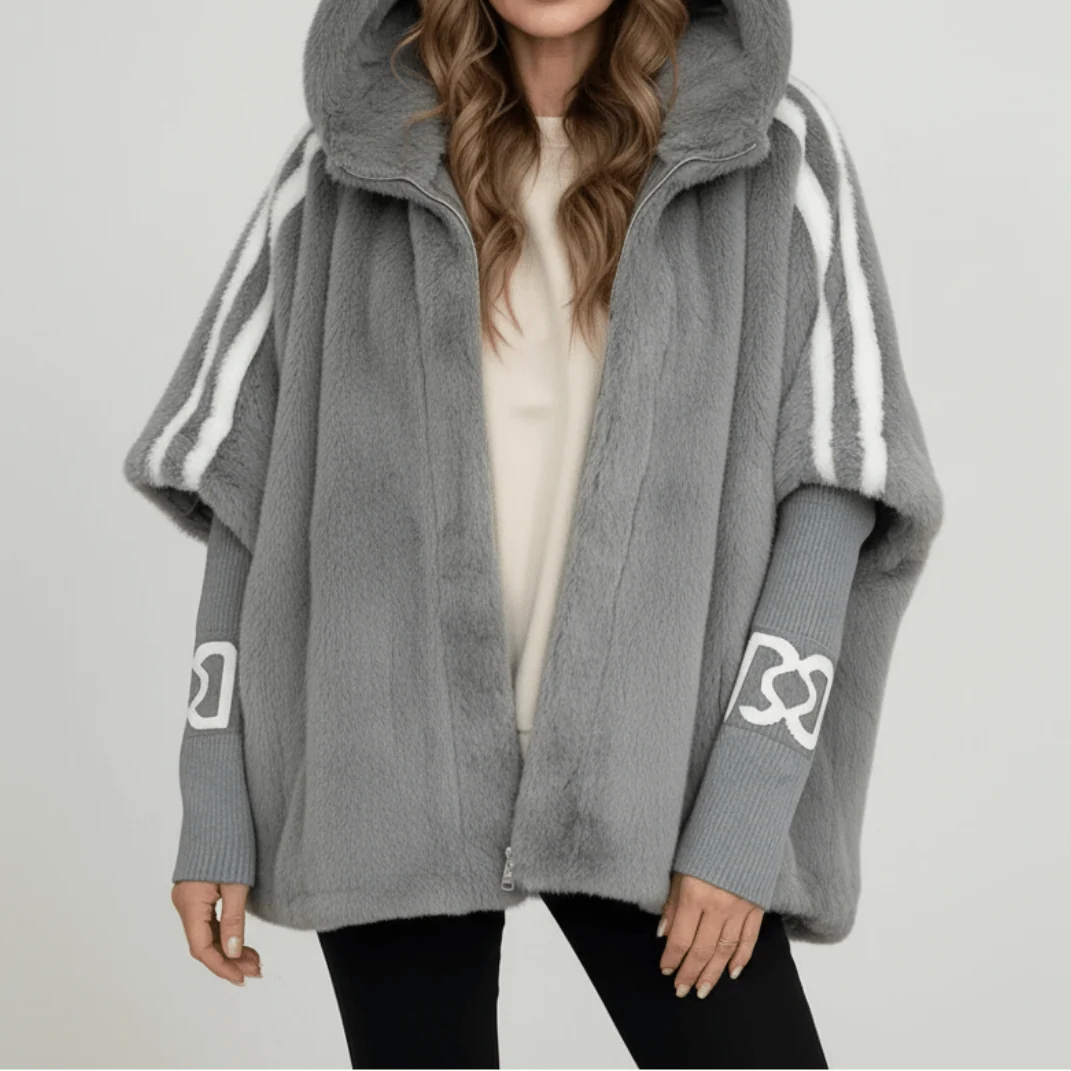 Damen Winterjacke mit Kapuze – Grau – Noravolo