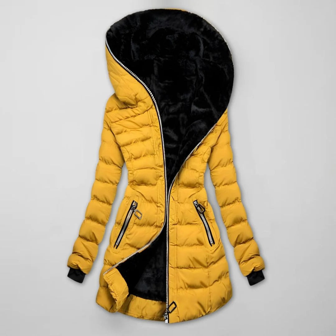 Damen Winterjacke tailliert – Gelb – Noravolo