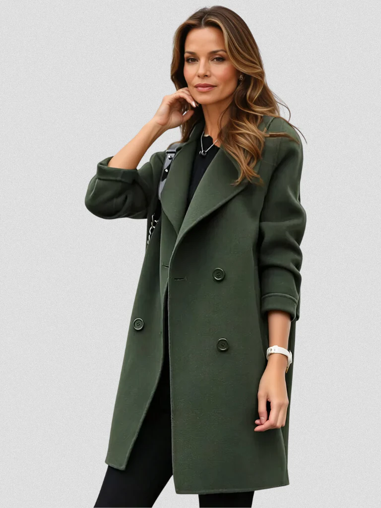 Damen Mantel zweireihig – Armeegrün – Noravolo