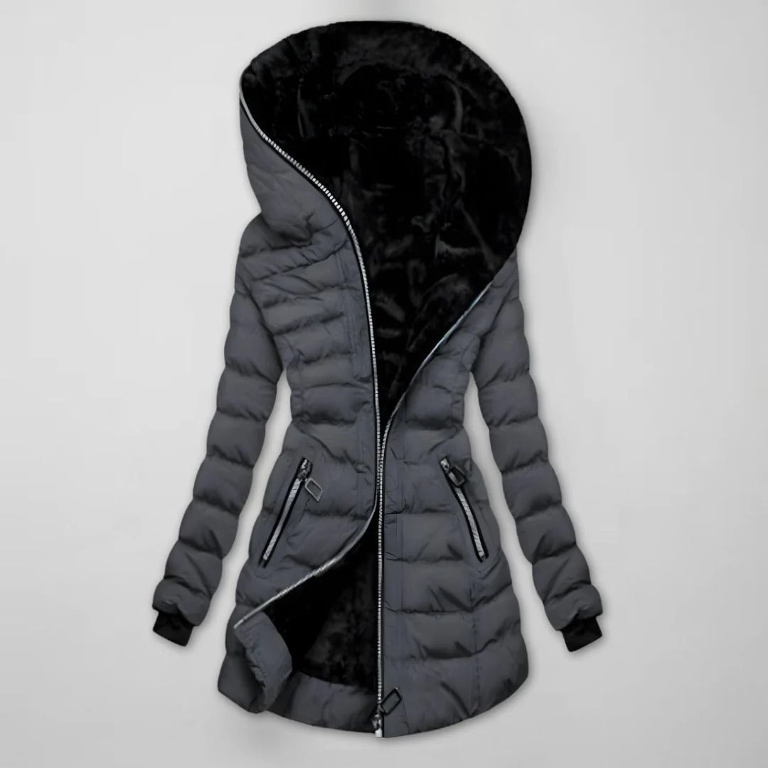 Damen Winterjacke tailliert – Grau – Noravolo
