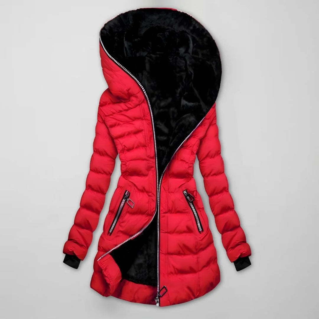 Damen Winterjacke tailliert – Rot – Noravolo