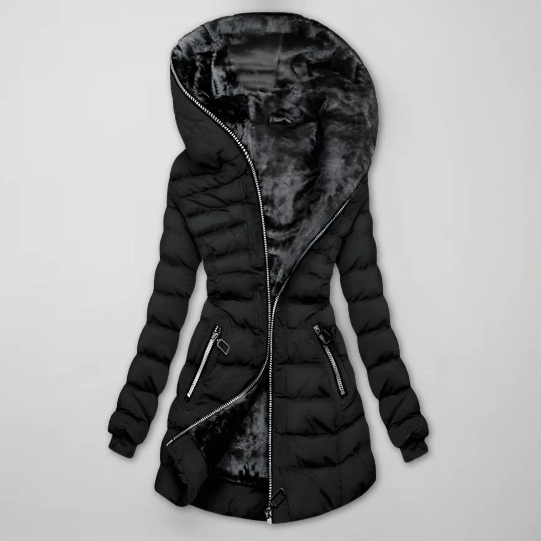 Damen Winterjacke tailliert – Schwarz – Noravolo