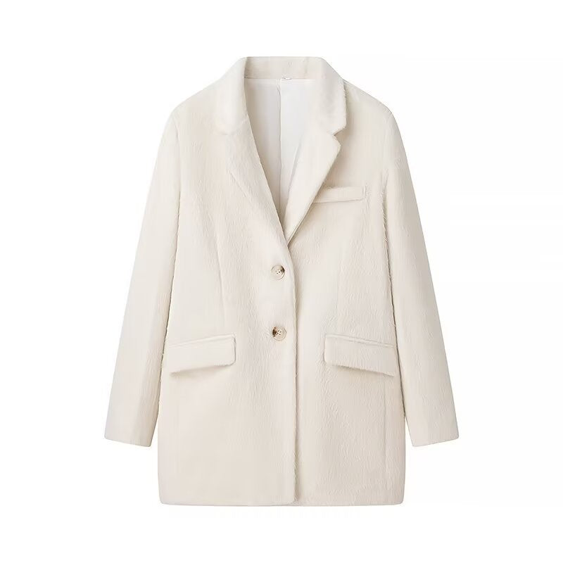 Damen Mantel Oversize mit Futter – Weiß – Noravolo