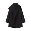 Damen Wintermantel mit asymmetrischem Cape – Schwarz – Noravolo