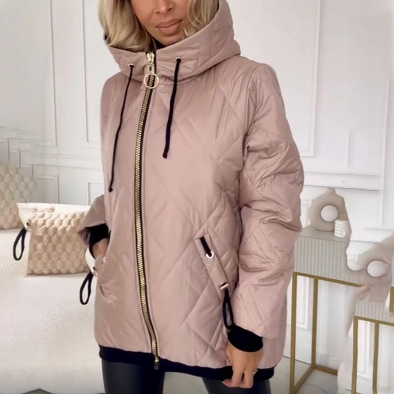 Damen Outdoor-Jacke mit Kapuze – Rosa – Noravolo