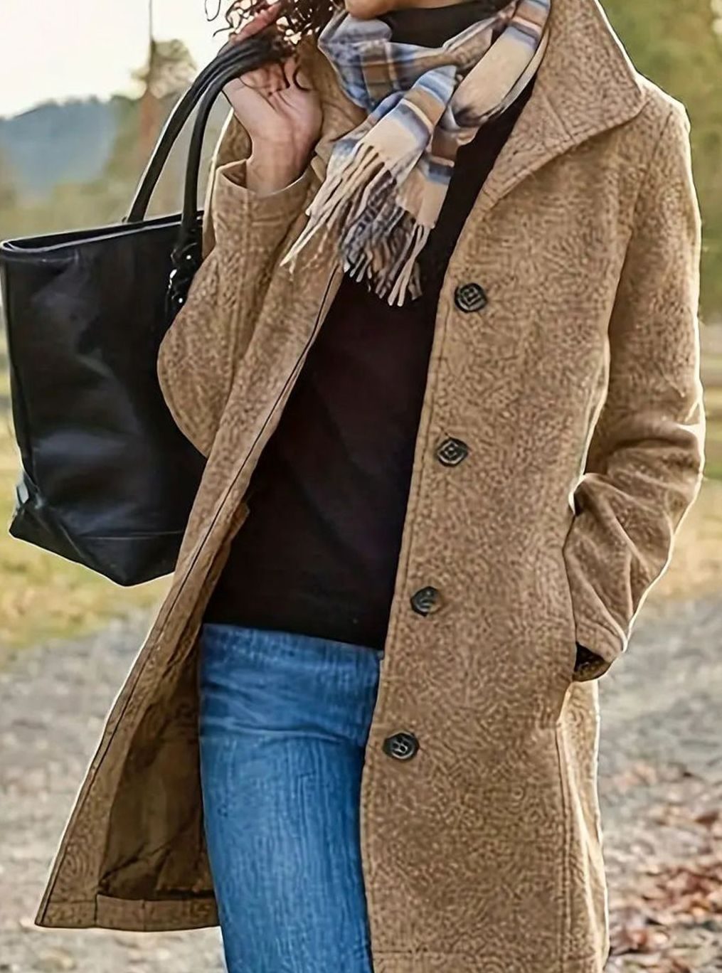 Damen Mantel schlank geschnitten – Beige – Noravolo