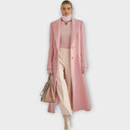 Damen Langer Mantel tailliert – Rosa – Noravolo