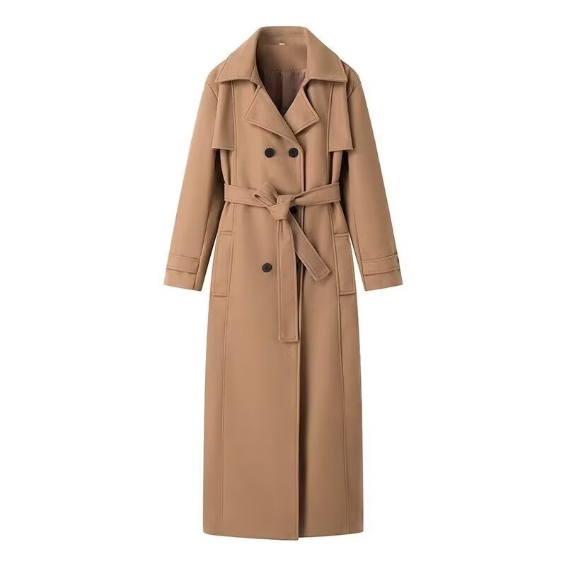 Damen Maxi-Mantel mit Bindegürtel – Mehrfarbig – Noravolo